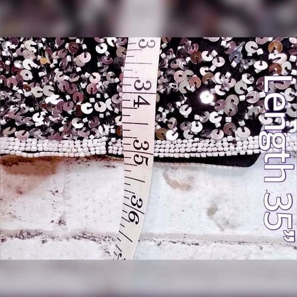 Stenay Vintage Silver Sequin Party Dress made in India Silk Lining 10 - Picture 8 of 13